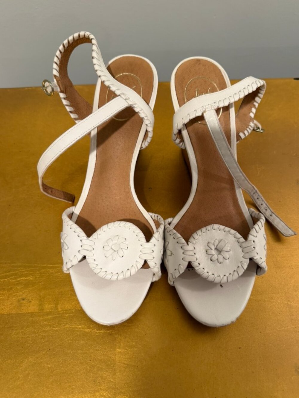 Jack Rogers Leather Preppy Buckle Strap wedge